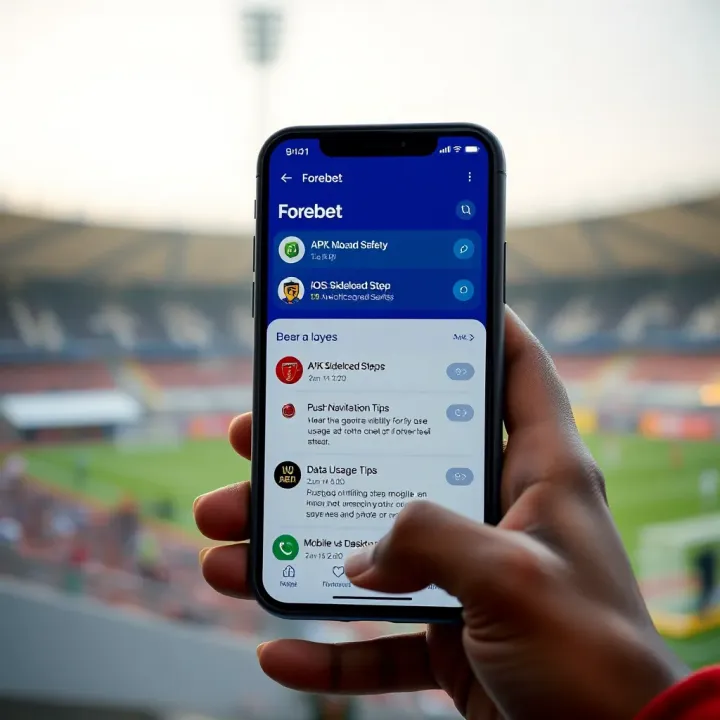 Android smartphone screen showing Forebet app interface with football match predictions