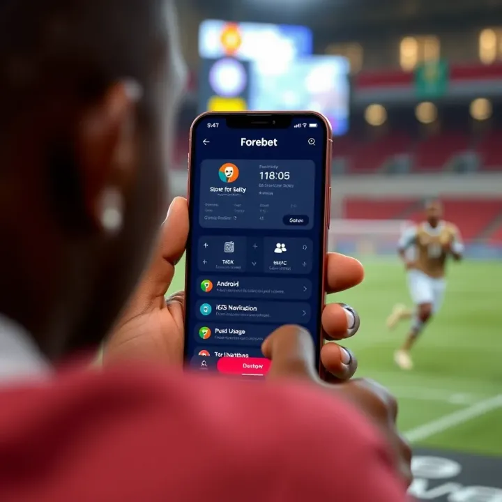 User interacting with Forebet app on mobile device showing installation guidance