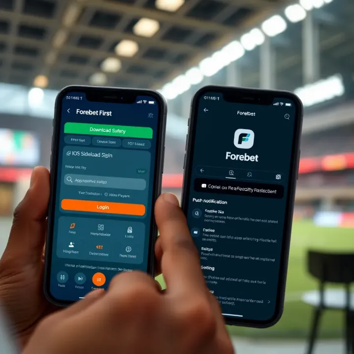 Mobile phone displaying Forebet app login screen with a Nigerian flag icon
