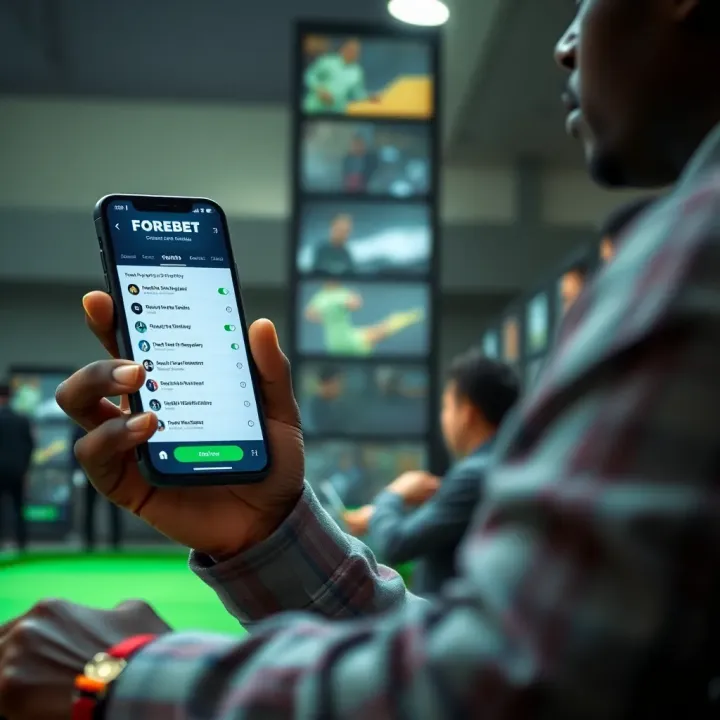 Smartphone displaying Forebet betting app interface with football match predictions