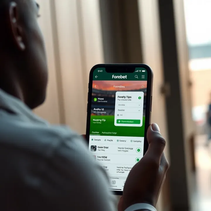 User navigating Forebet mobile app dashboard showing betting options and account management