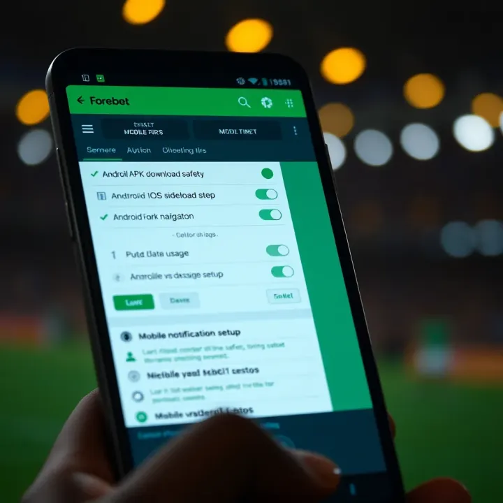 User navigating Forebet NG app settings on a mobile device with safety and installation options visible